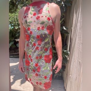 Sheer Floral Lace Front Dress